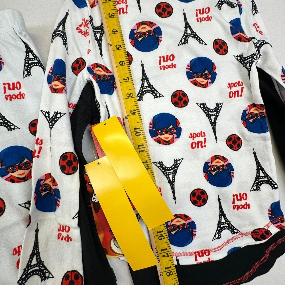 Miraculous Ladybug‎ 4PC Pajama Set Girls Size 8 Red Black Cotton